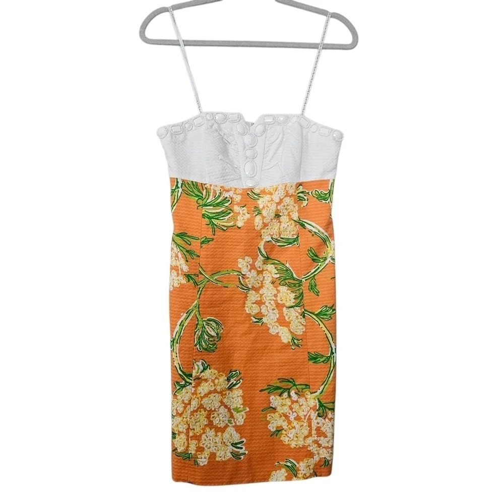 LILLY PULITZER nectar orange Lace on the Docks strapless Bowen dress Size 2 - Picture 2 of 9